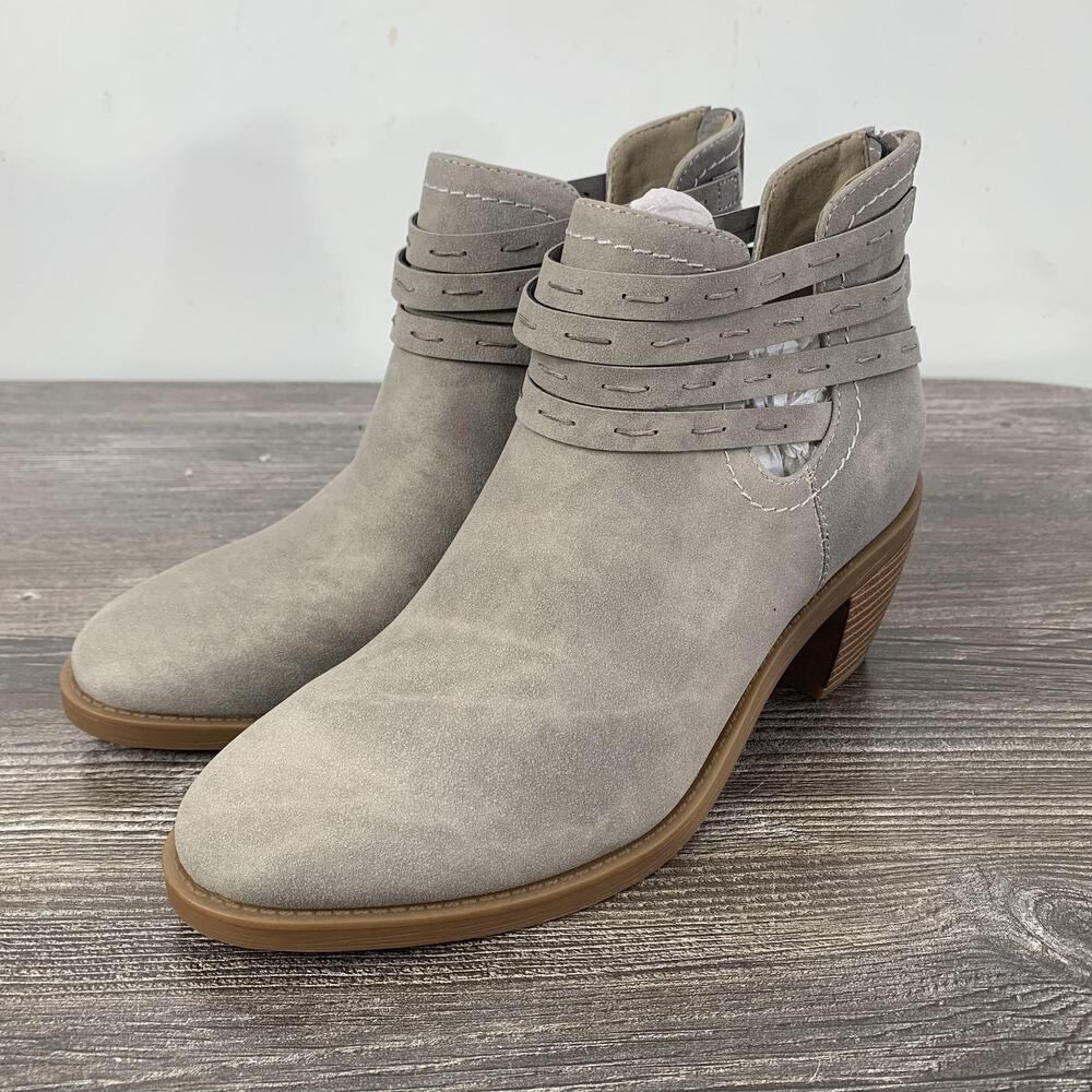 New! Frye And Co Petal Booties Womens Size 6 Gray Suede‎ Ankle Boots Block Heel
